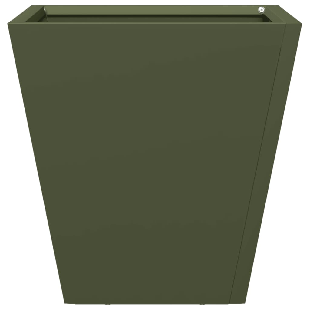 Plantenbakken 2 st 30x30x30 cm staal olijfgroen