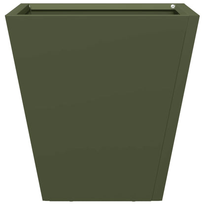 Plantenbakken 2 st 30x30x30 cm staal olijfgroen