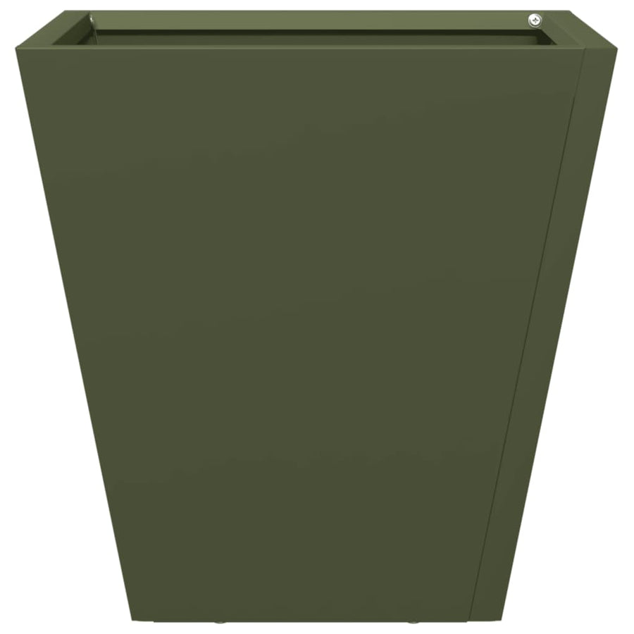 Plantenbakken 2 st 30x30x30 cm staal olijfgroen