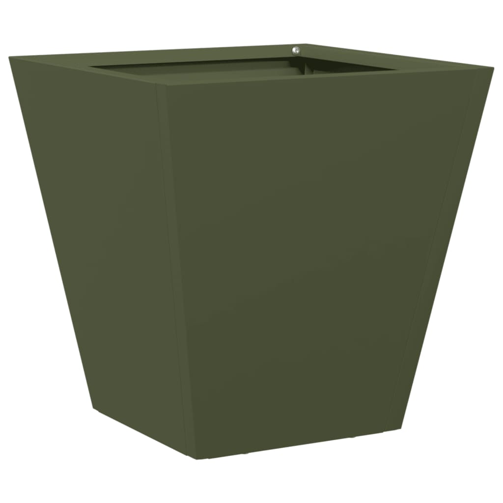 Plantenbakken 2 st 30x30x30 cm staal olijfgroen