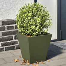 Plantenbakken 2 st 30x30x30 cm staal olijfgroen
