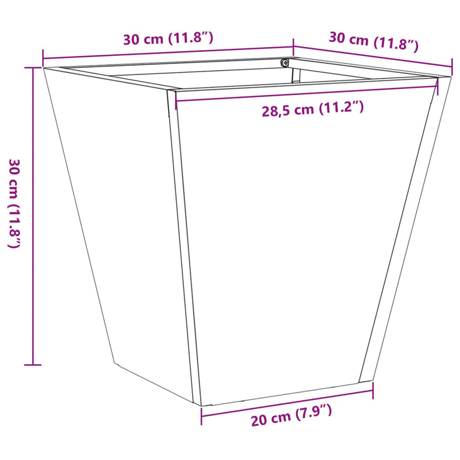Plantenbak 30x30x30 cm gegalvaniseerd staal
