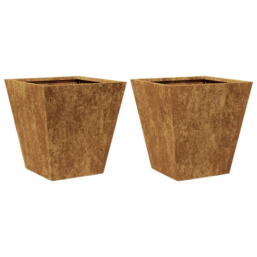 Plantenbakken 2 st 30x30x30 cm cortenstaal