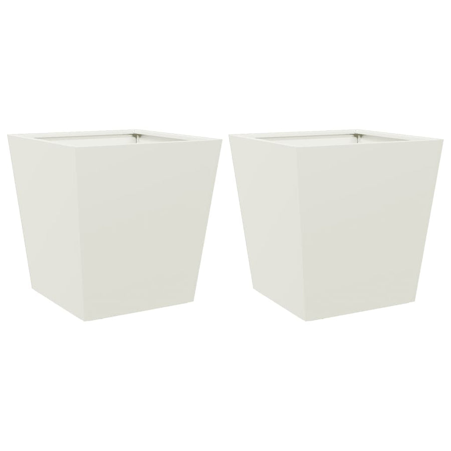 Plantenbakken 2 st 40x40x40 cm staal wit