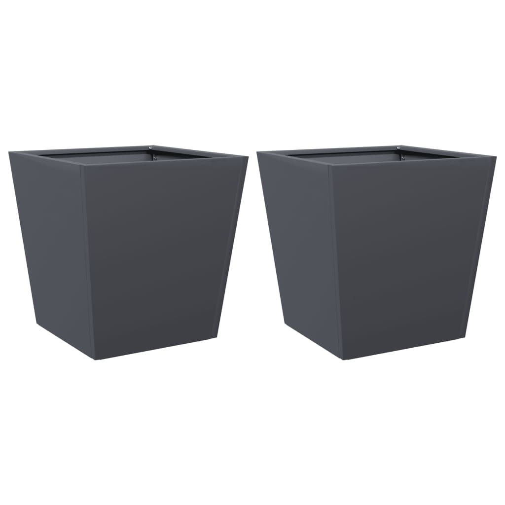 Plantenbakken 2 st 40x40x40 cm staal antracietkleurig