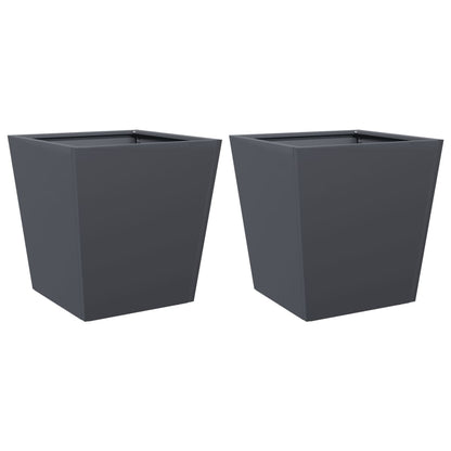 Plantenbakken 2 st 40x40x40 cm staal antracietkleurig
