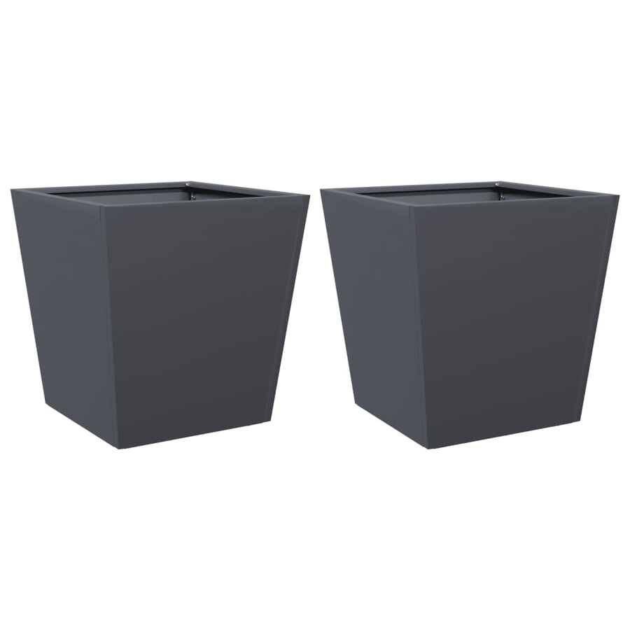 Plantenbakken 2 st 40x40x40 cm staal antracietkleurig
