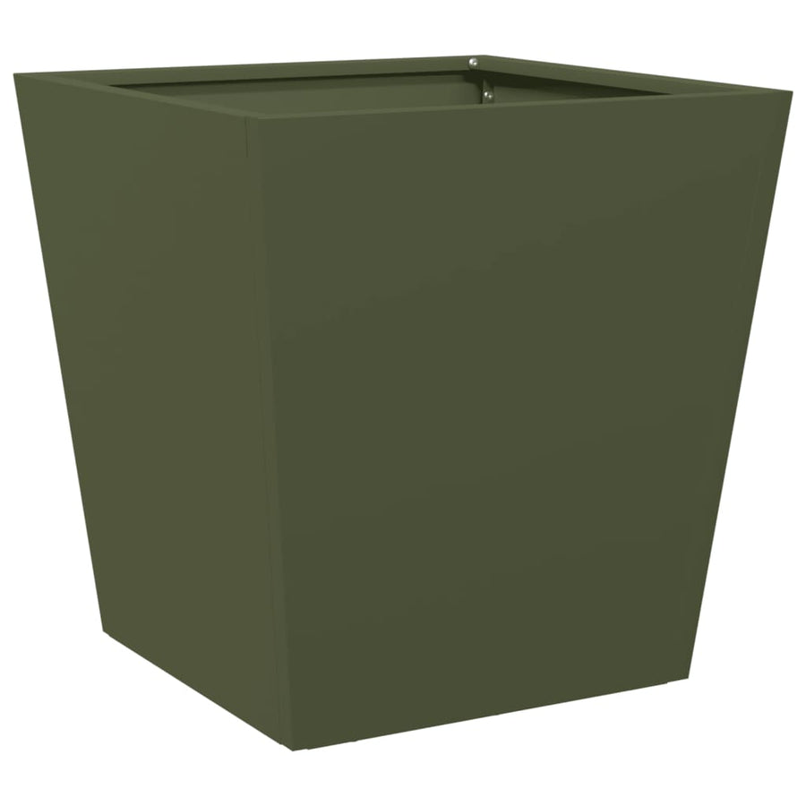 Plantenbak 40x40x40 cm staal olijfgroen