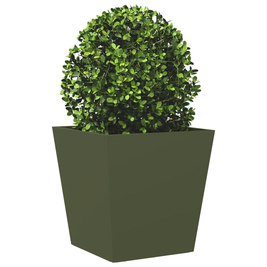 Plantenbak 40x40x40 cm staal olijfgroen