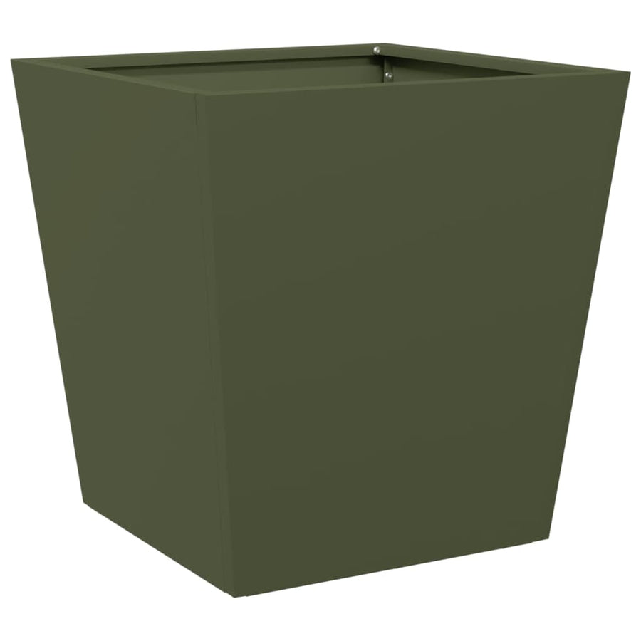 Plantenbak 40x40x40 cm staal olijfgroen