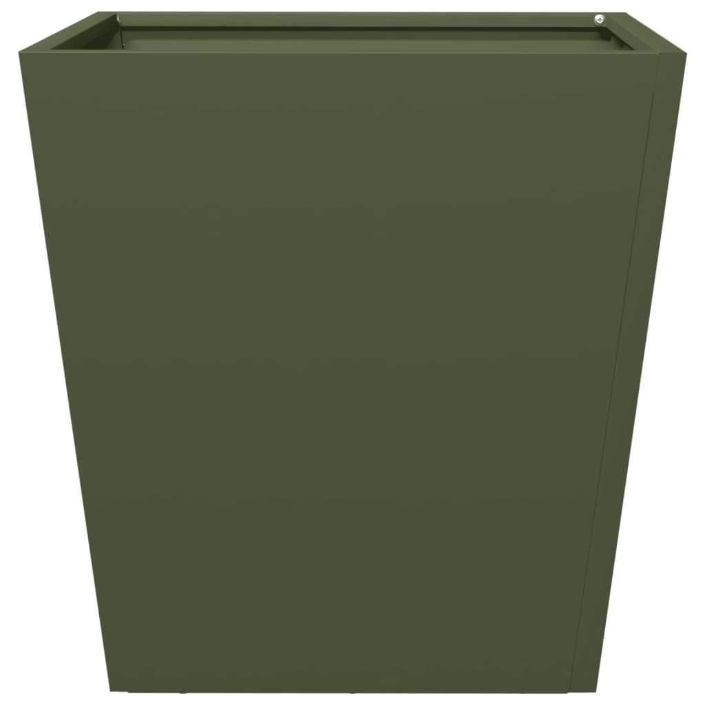 Plantenbakken 2 st 40x40x40 cm staal olijfgroen