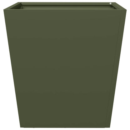 Plantenbakken 2 st 40x40x40 cm staal olijfgroen