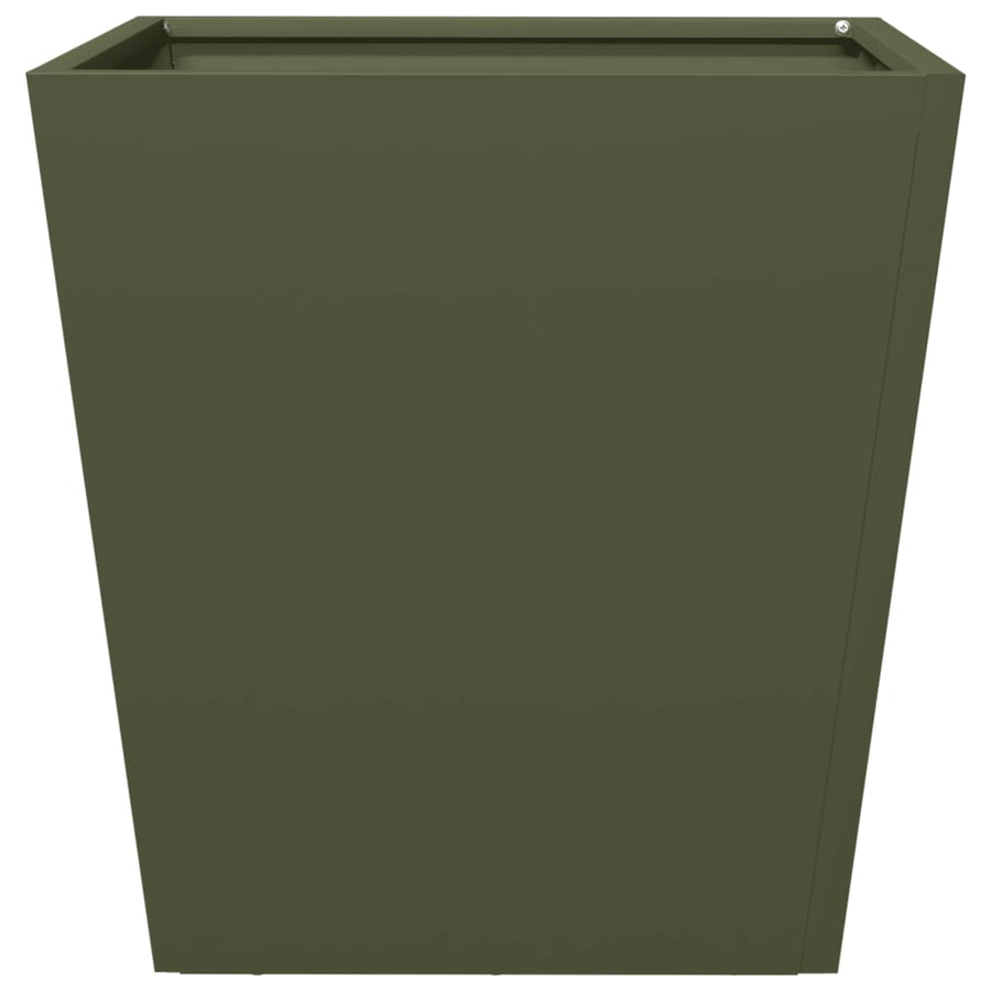 Plantenbakken 2 st 40x40x40 cm staal olijfgroen