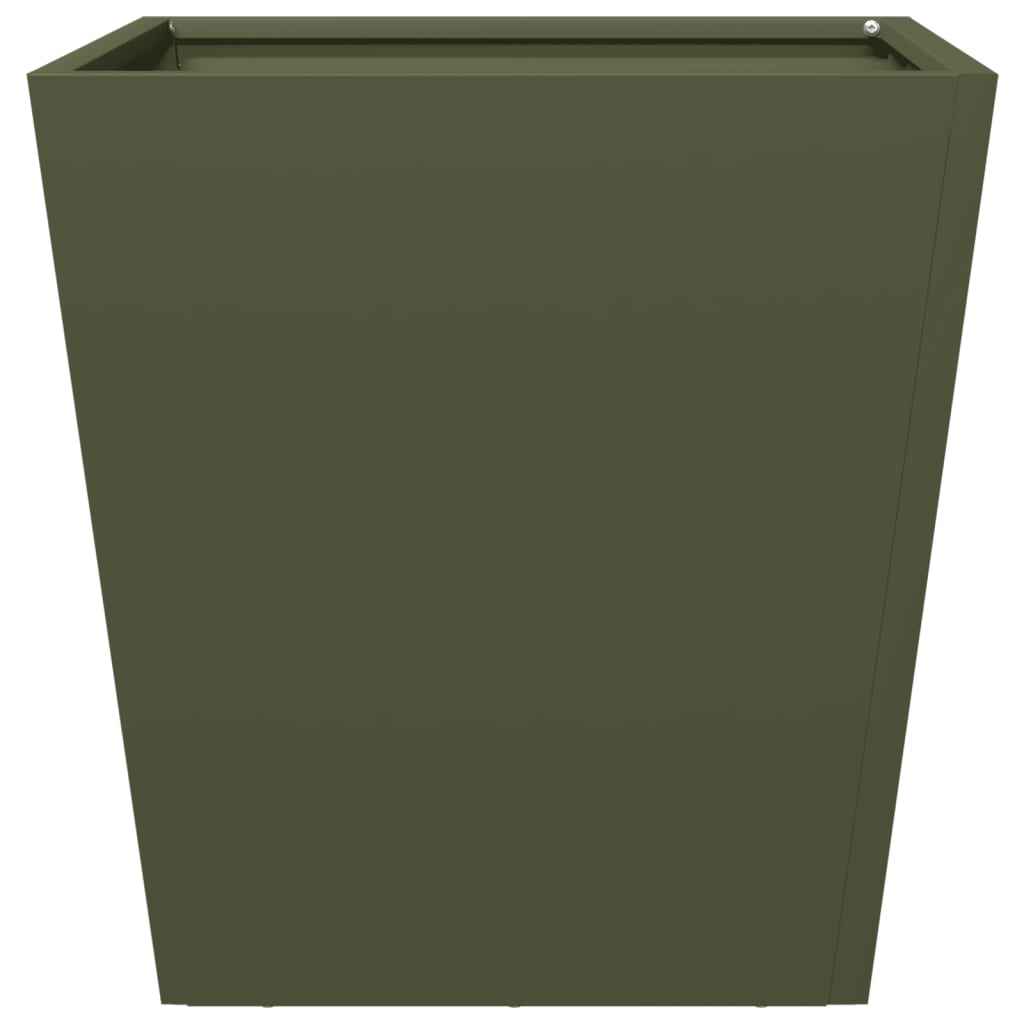 Plantenbakken 2 st 40x40x40 cm staal olijfgroen
