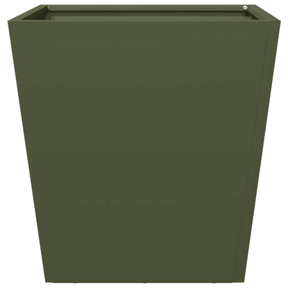 Plantenbakken 2 st 40x40x40 cm staal olijfgroen