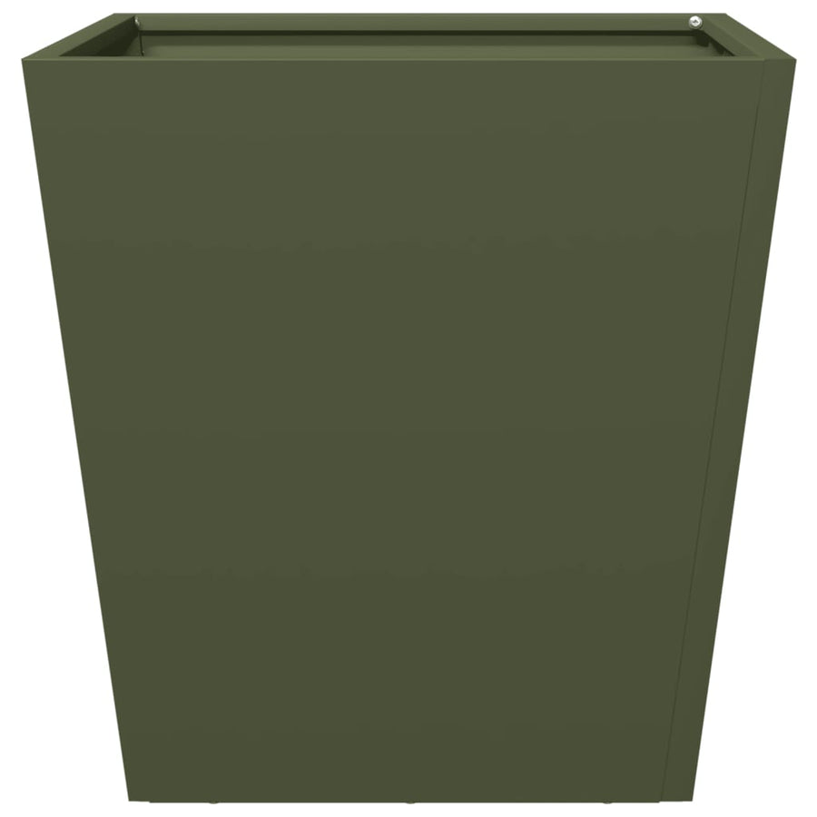 Plantenbakken 2 st 40x40x40 cm staal olijfgroen