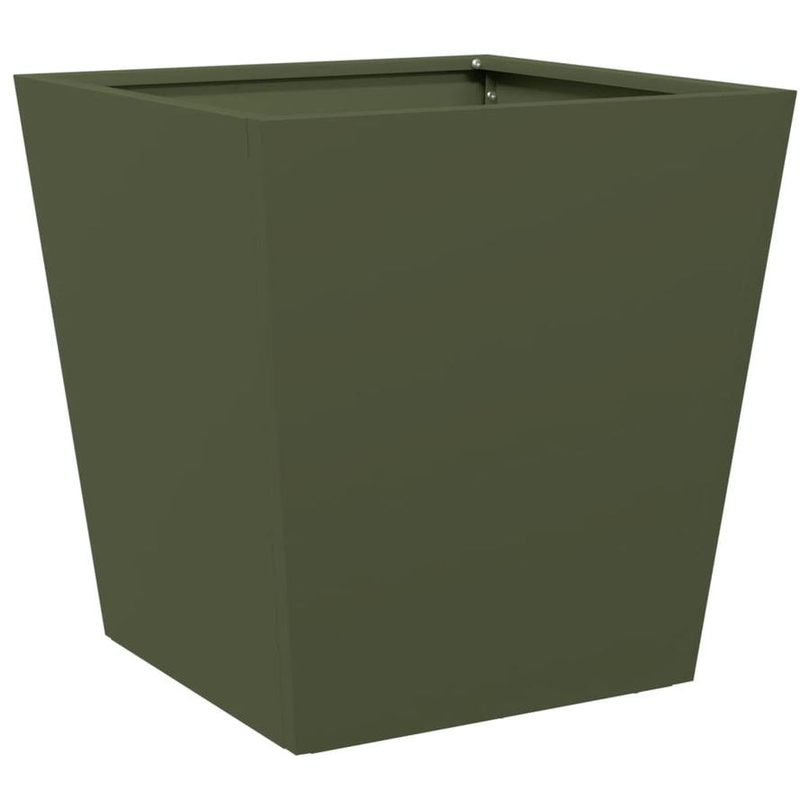 Plantenbakken 2 st 40x40x40 cm staal olijfgroen