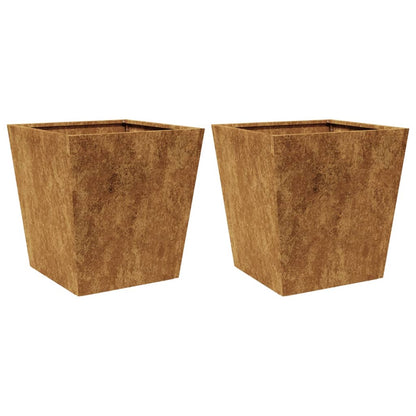 Plantenbakken 2 st 40x40x40 cm cortenstaal