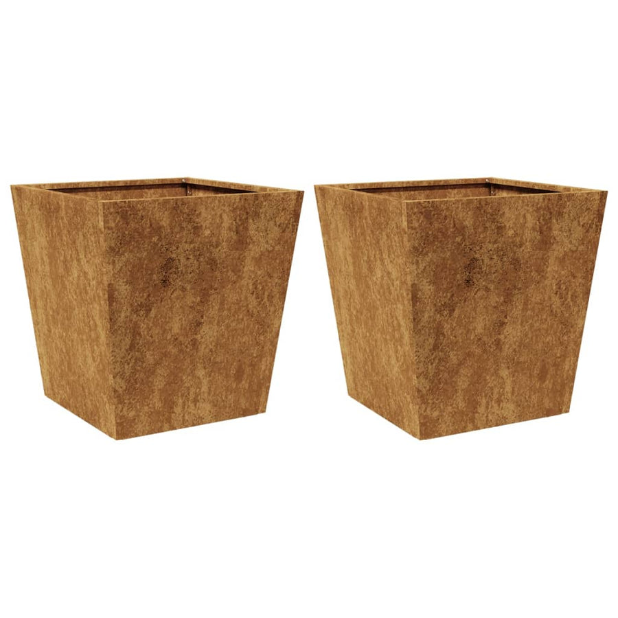 Plantenbakken 2 st 40x40x40 cm cortenstaal