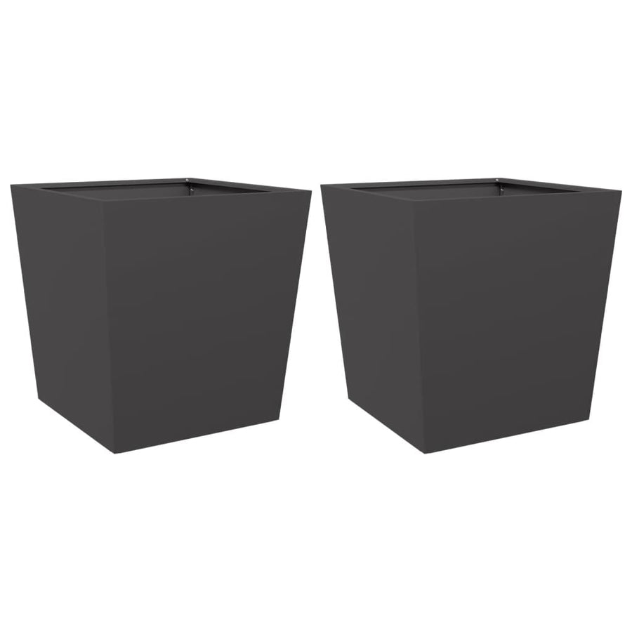 Plantenbakken 2 st 50x50x50 cm staal zwart