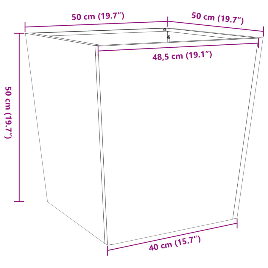 Plantenbakken 2 st 50x50x50 cm staal zwart