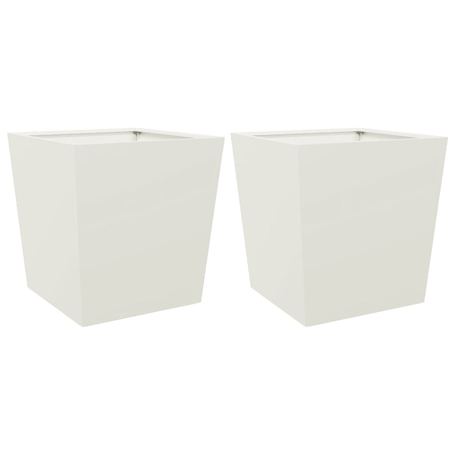 Plantenbakken 2 st 50x50x50 cm staal wit