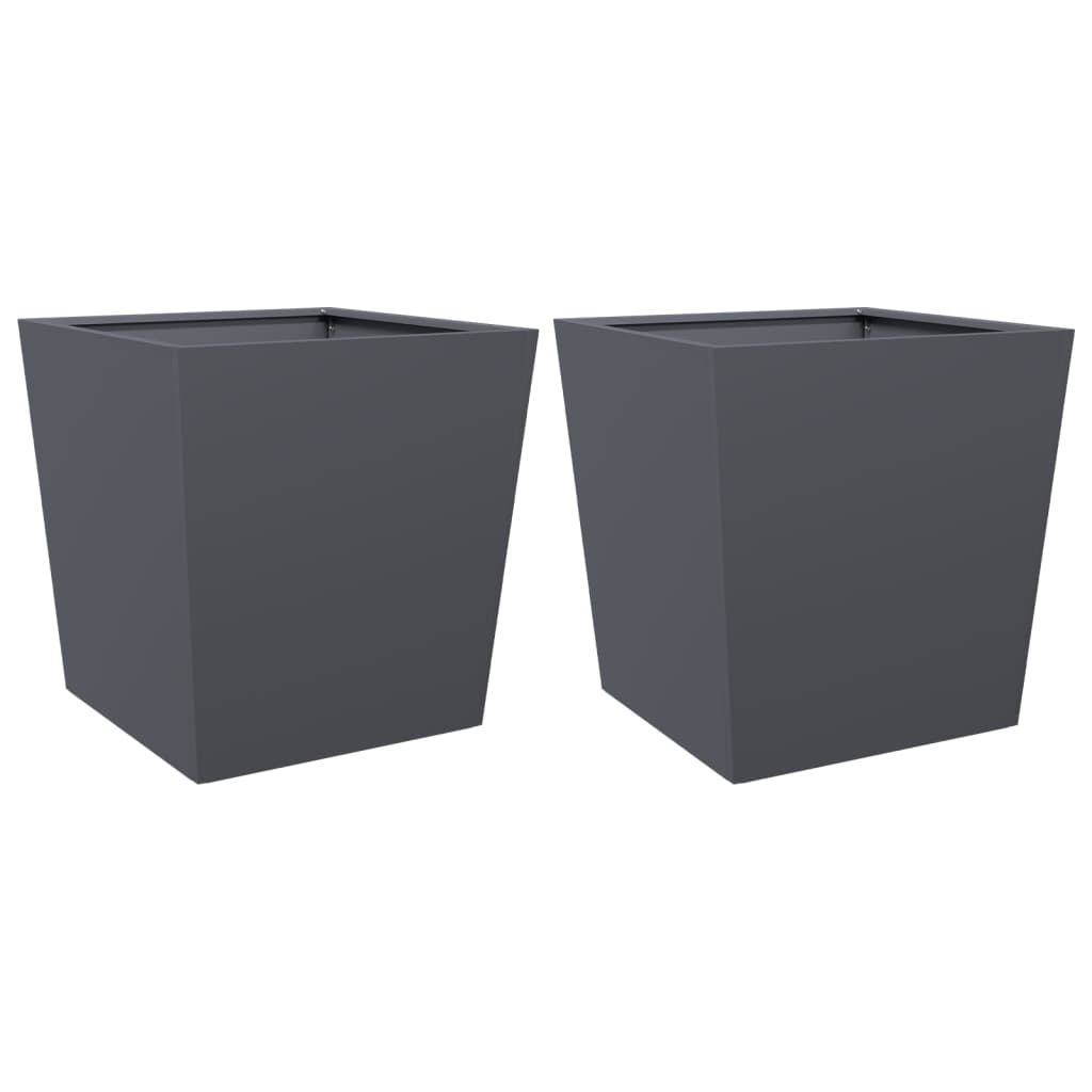 Plantenbakken 2 st 50x50x50 cm staal antracietkleurig