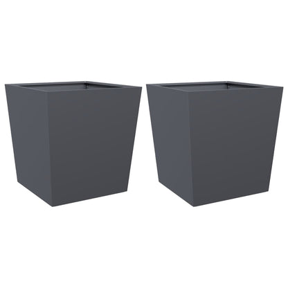 Plantenbakken 2 st 50x50x50 cm staal antracietkleurig