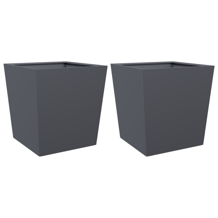 Plantenbakken 2 st 50x50x50 cm staal antracietkleurig
