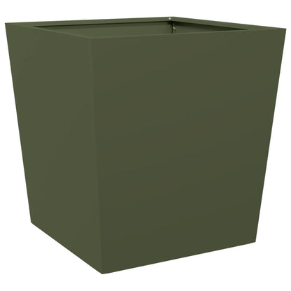 Plantenbak 50x50x50 cm staal olijfgroen