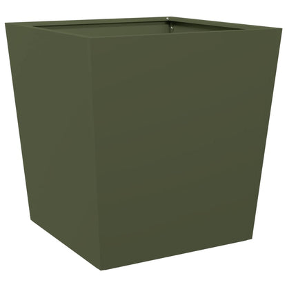 Plantenbak 50x50x50 cm staal olijfgroen