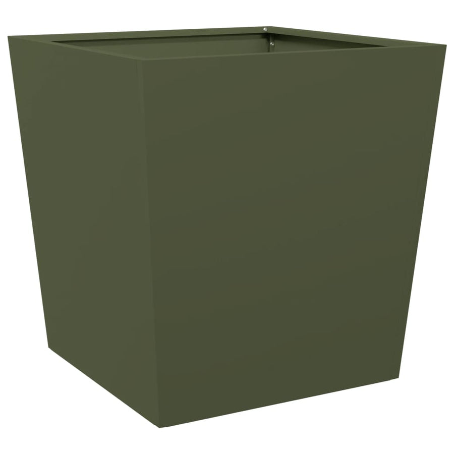 Plantenbak 50x50x50 cm staal olijfgroen