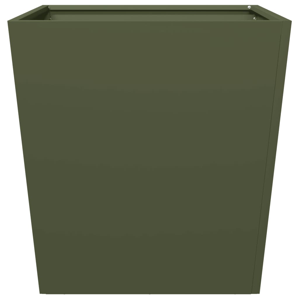 Plantenbakken 2 st 50x50x50 cm staal olijfgroen