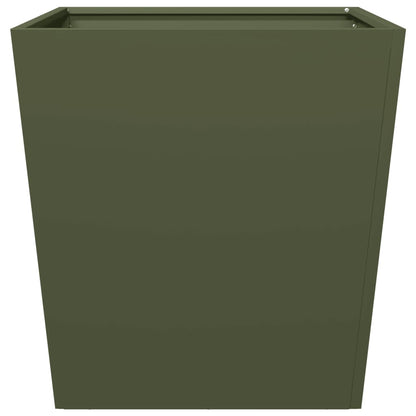 Plantenbakken 2 st 50x50x50 cm staal olijfgroen