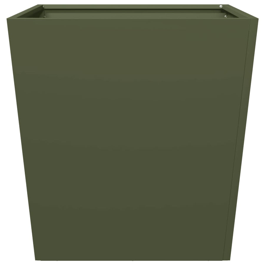Plantenbakken 2 st 50x50x50 cm staal olijfgroen