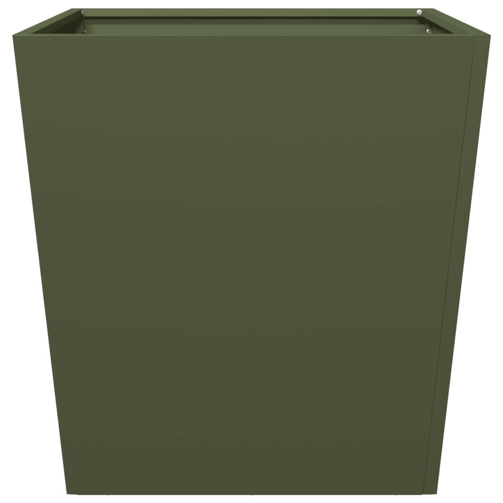 Plantenbakken 2 st 50x50x50 cm staal olijfgroen