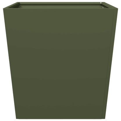 Plantenbakken 2 st 50x50x50 cm staal olijfgroen