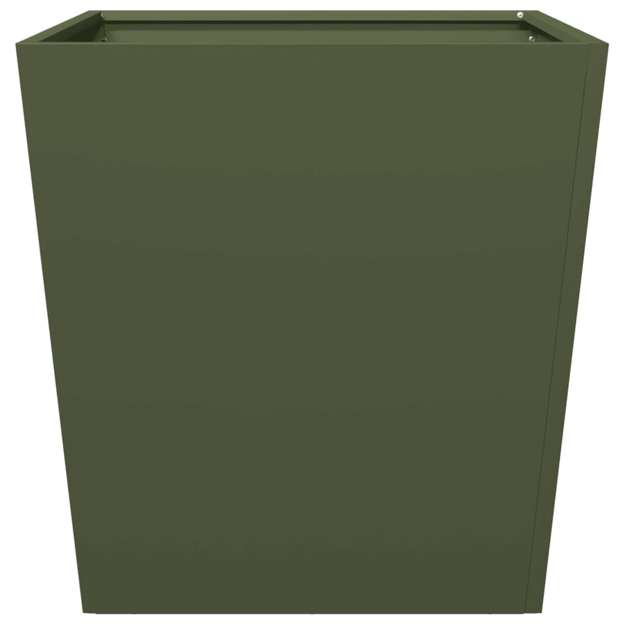 Plantenbakken 2 st 50x50x50 cm staal olijfgroen