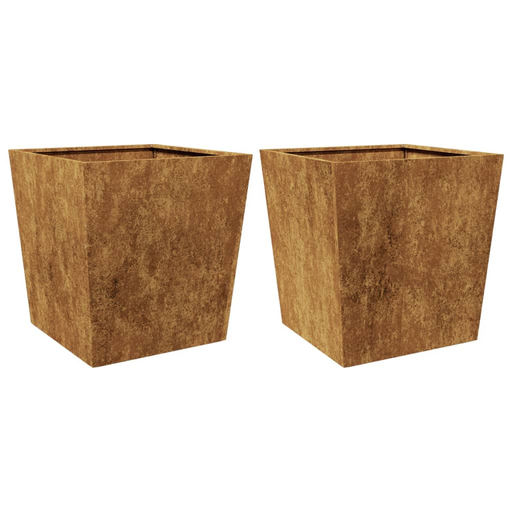 Plantenbakken 2 st 50x50x50 cm cortenstaal