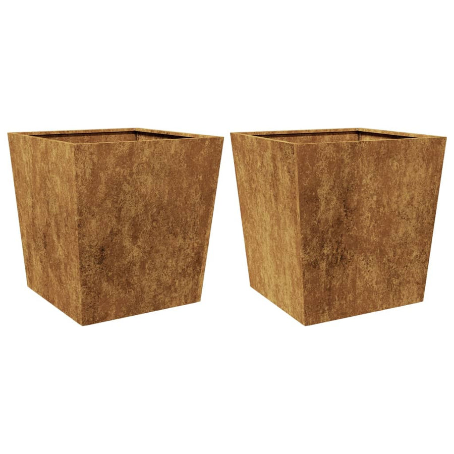 Plantenbakken 2 st 50x50x50 cm cortenstaal