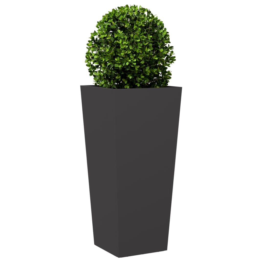 Plantenbakken 2 st 35x35x75 cm staal zwart