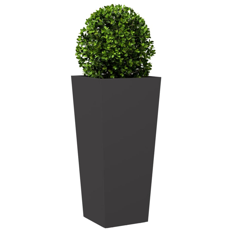 Plantenbakken 2 st 35x35x75 cm staal zwart