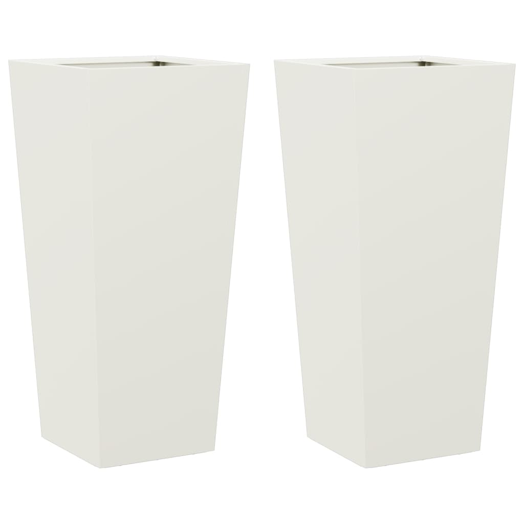 Plantenbakken 2 st 35x35x75 cm staal wit