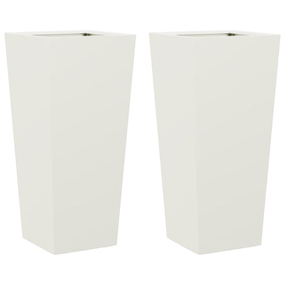 Plantenbakken 2 st 35x35x75 cm staal wit