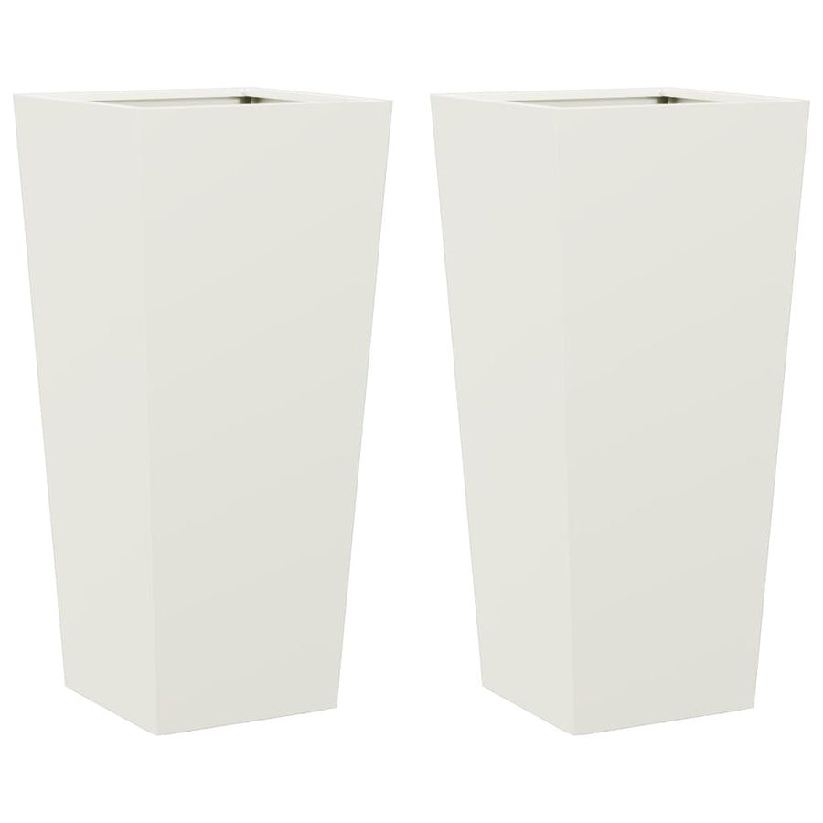 Plantenbakken 2 st 35x35x75 cm staal wit