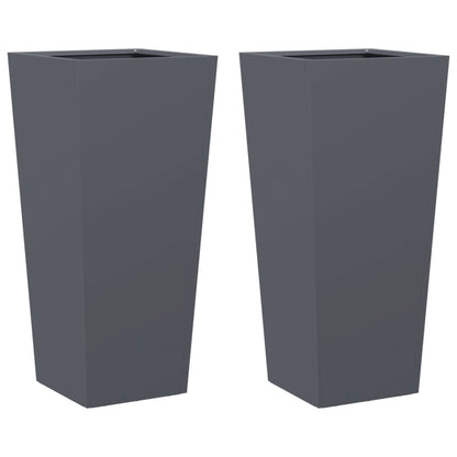 Plantenbakken 2 st 35x35x75 cm staal antracietkleurig