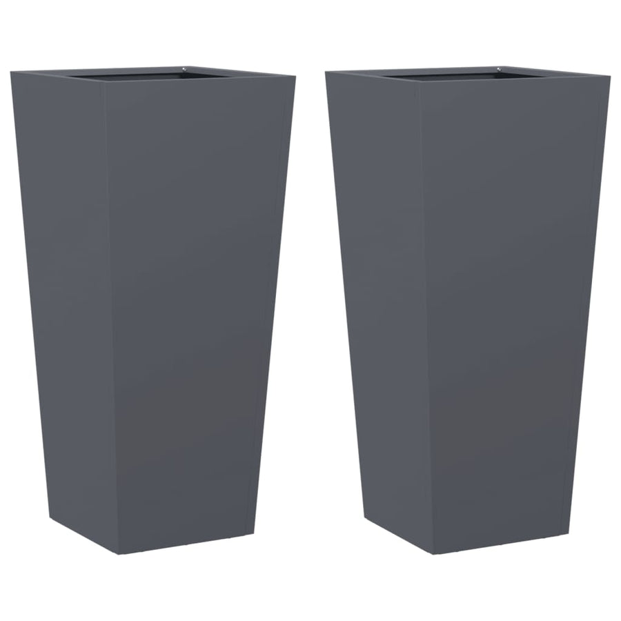 Plantenbakken 2 st 35x35x75 cm staal antracietkleurig
