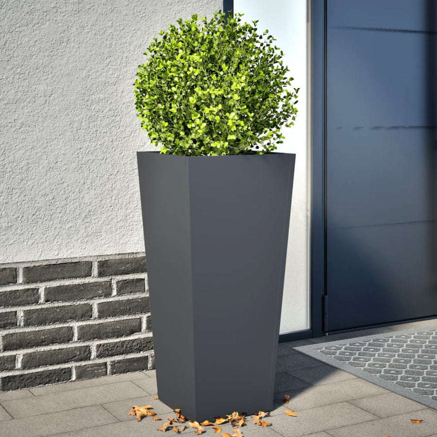 Plantenbakken 2 st 35x35x75 cm staal antracietkleurig
