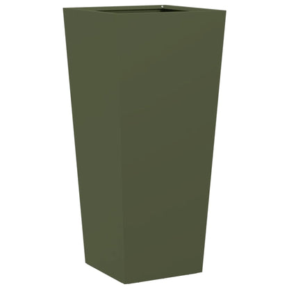 Plantenbak 35x35x75 cm staal olijfgroen
