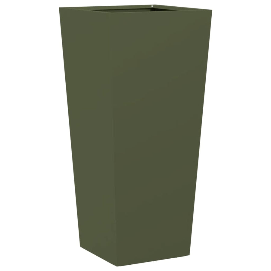 Plantenbak 35x35x75 cm staal olijfgroen